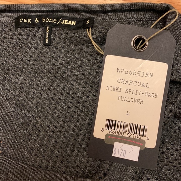 NWT Rag & Bone Grey Pullover Sweater - Nikki Split Back - Picture 3 of 6